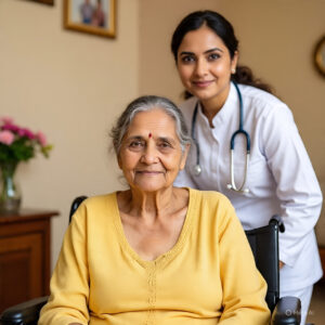 nurse with eldely lady, Nursing services at home in Laxmi Nagar