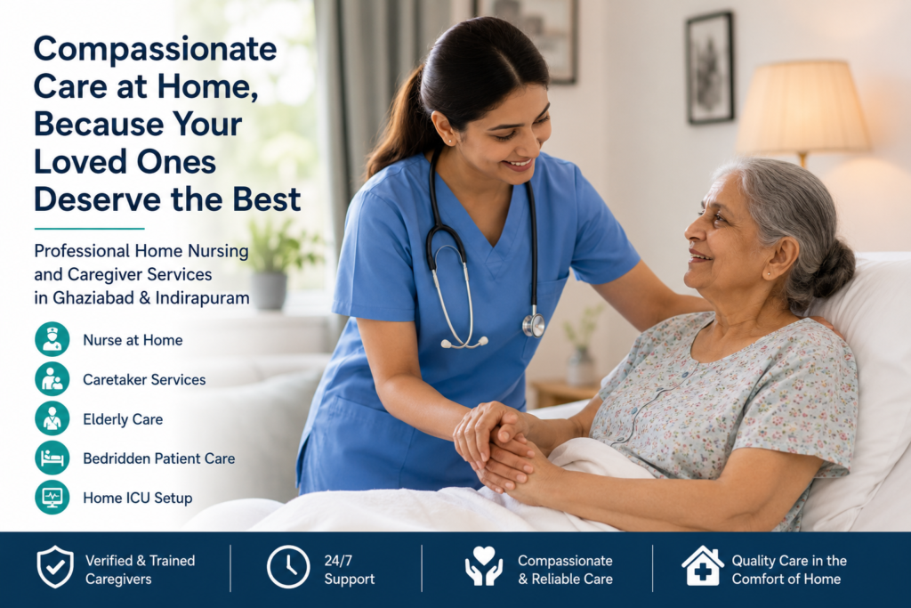 As parents and grandparents grow older, they may need additional support to continue living comfortably and safely at home. Many families struggle to provide the level of attention that aging loved ones require. Our elderly care services in Ghaziabad are designed to help seniors maintain their independence while receiving professional assistance whenever needed. Services include: • Daily living assistance • Health monitoring • Medication management • Mobility support • Companionship • Emotional and social engagement Our caregivers understand the unique challenges associated with aging and provide care with patience, empathy, and respect.